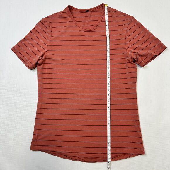 Lululemon Mens 5 Year Basic Tee Medium Sharp Stripe Copper Clay Orange T Shirt - Picture 8 of 9